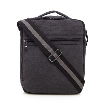Grey canvas double zip laptop bag